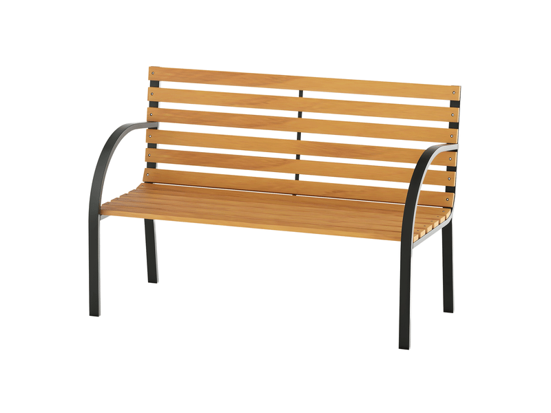  Banc de jardin, banc de parc, 2 places, acier et pin, naturel, l 122 x p 60 x h 83 cm  - Conforama A