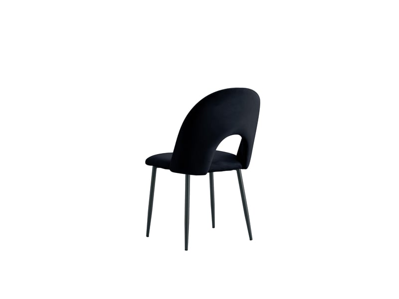  Lot de 4 chaises teddy métal noir velours - noir  - Conforama D