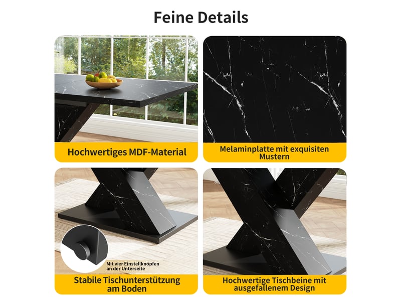 Noir table à manger extensible avec rangement, design moderne, structure fonctionnelle pour cuisine et salle à manger - Conforama C