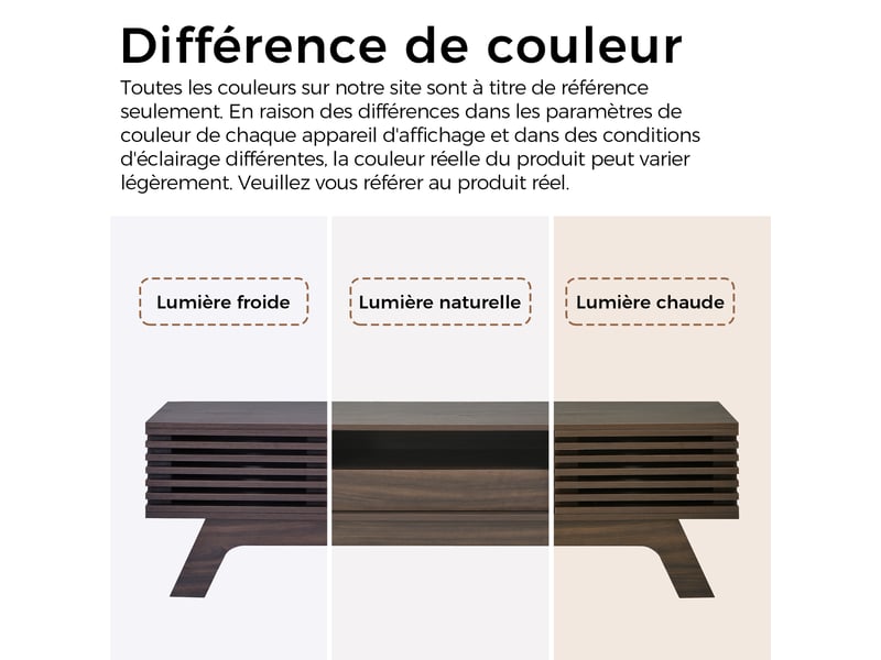 Meuble tv bas en mdf avec portes à lamelles, tiroir et passe-câbles, rangement multimédia moderne pour salon, design épuré et fonctionnel, pour aménagement intérieur moderne OPULERANE TRADING LTD - Conforama D