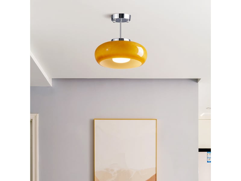  Plafonnier chrome 12 w ø28 cm, design moderne mid-century, lampe de plafond nordique  - Conforama B