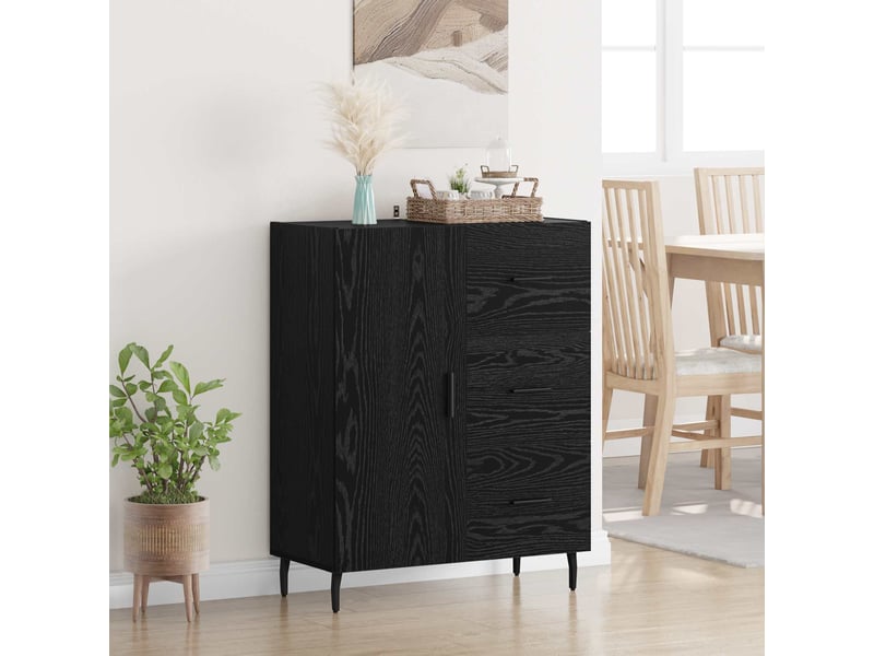  Buffet - bahut - meuble de rangement chêne noir 69,5 x 34 x 90 cm bois d'ingénierie et fer  - Conforama B