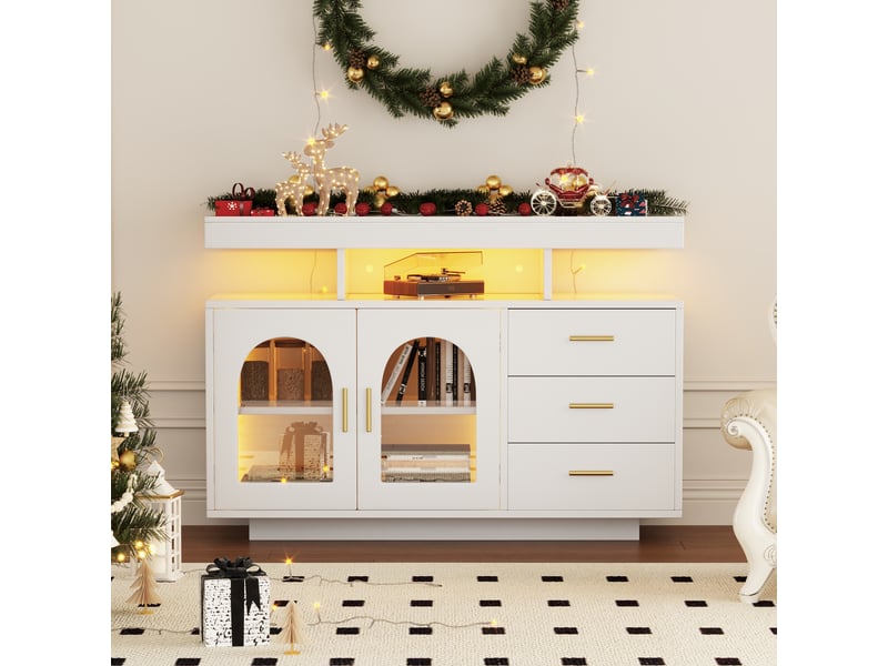  Lit superposé enfant multifonctionnel, lit simple enfant avec 2 armoires de rangement et échelle, sans matelas, 90 x 200 cm, naturel et blanc  - Conforama B