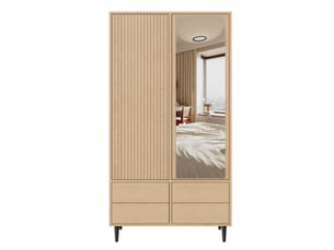 Armoire 2 porte(s)   4 tiroir(s) <strong></strong> <strong></strong> coloris naturel largeur 45 cm