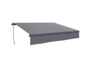 Store banne de jardin rétractable manuel à manivelle, protection uv, structure en métal et aluminium, 295 x 200 cm, gris