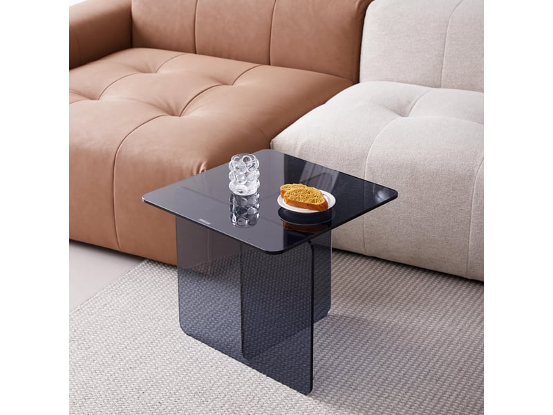  Table basse fixe polyvalente en verre trempé pour salon et extérieur 45×45×41 cm grise  - Conforama D