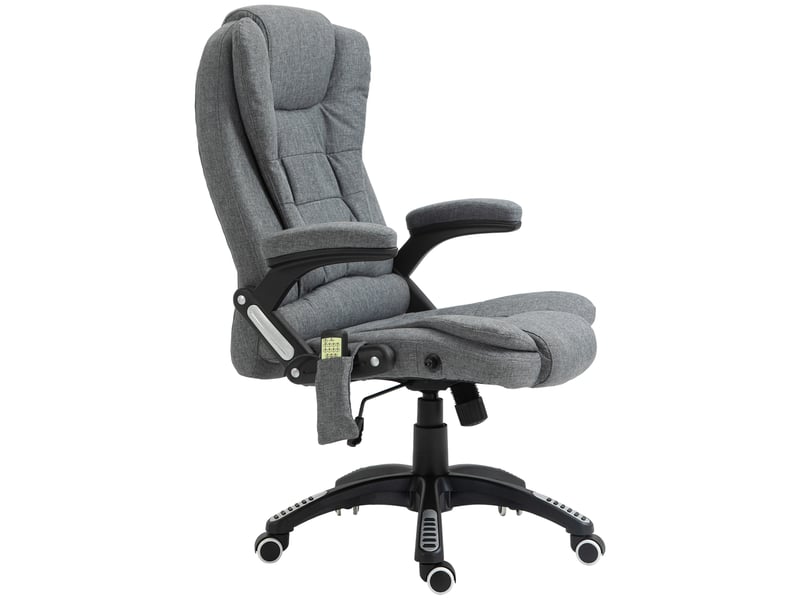  Fauteuil bureau massant 6 points, basculechauffage, télécommande, tissu gris.  - Conforama B