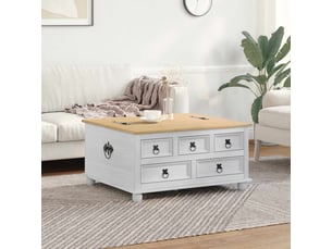 Boîte de rangement avec tiroir blanc 90x78x45 cm pin massif