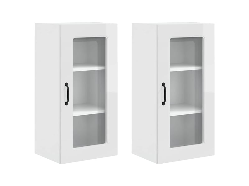  Meuble mural de cuisine | armoire de cuisine 2 pcs blanc brillant shl6862  - Conforama A