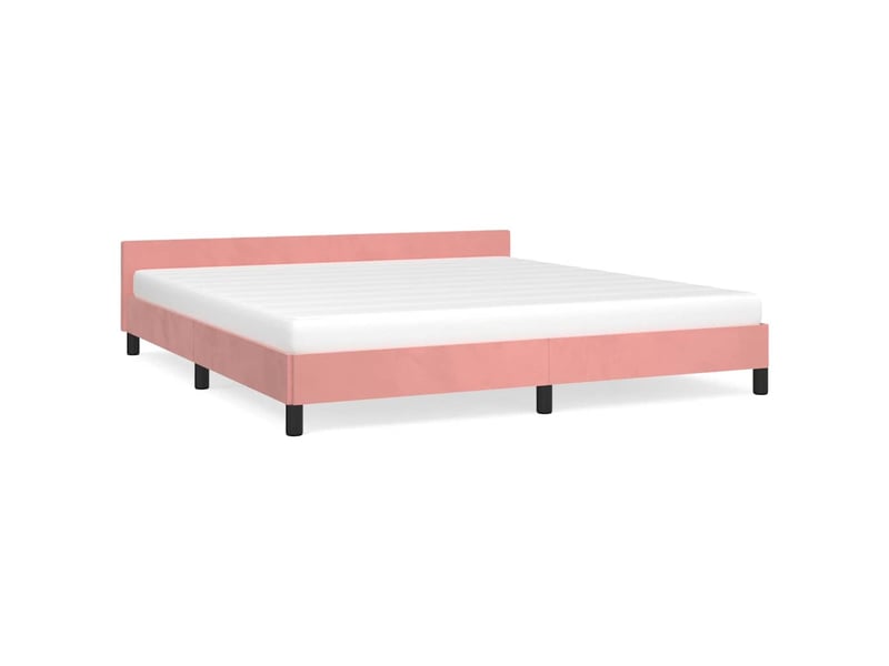  Lit double- lit adulte -  cadre de lit et tête de lit sans matelas rose 180x200cm velours  - Conforama A
