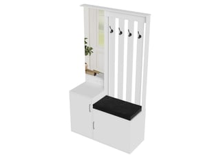 Ensemble meuble d'entrée multifonctionnel 6 en 1 – vestiaire mural blanc avec miroir, banc à chaussures et rangement (180 x 100 x 40 cm)