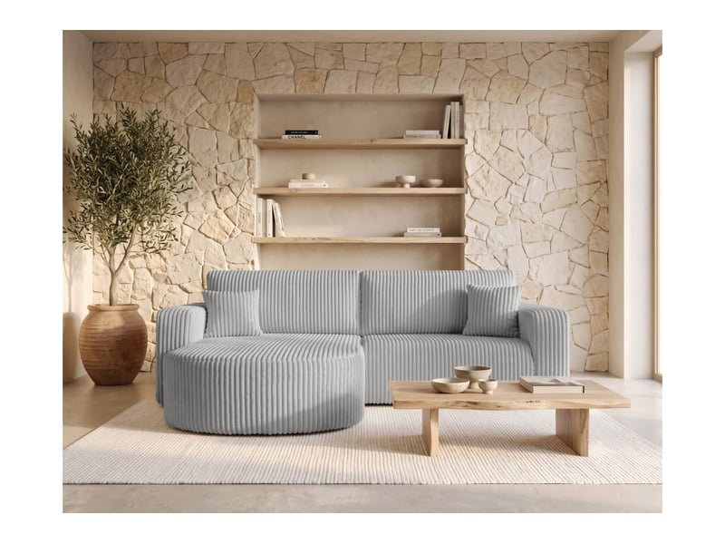 Kiara - canapé d'angle compact réversible et convertible 4 places en velours côtelé épais - Conforama B