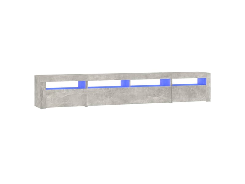  Meuble tv - banc tv - meuble de rangement avec lumières led gris béton 240x35x40 cm  - Conforama A