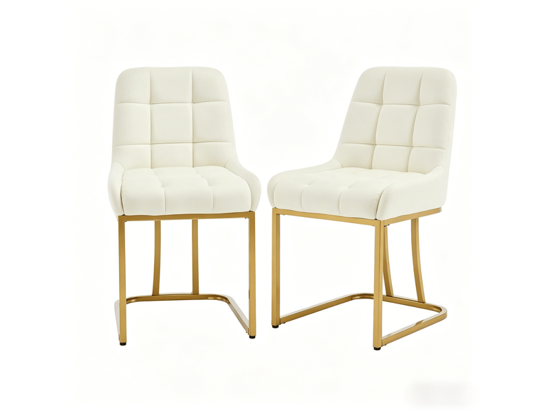  Chaise de salle à manger 52.5x42.5x 84cm, lot de 2, ergonomique, stable et moderne, en métal, coloris beige  - Conforama A