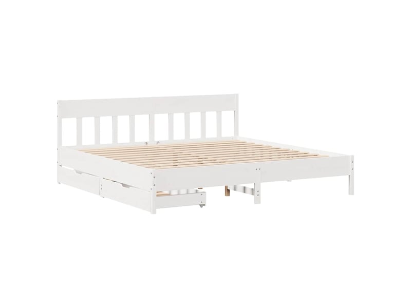 Lit double- lit adulte - cadre de lit sans matelas blanc 180x200 cm bois massif de pin - Conforama B