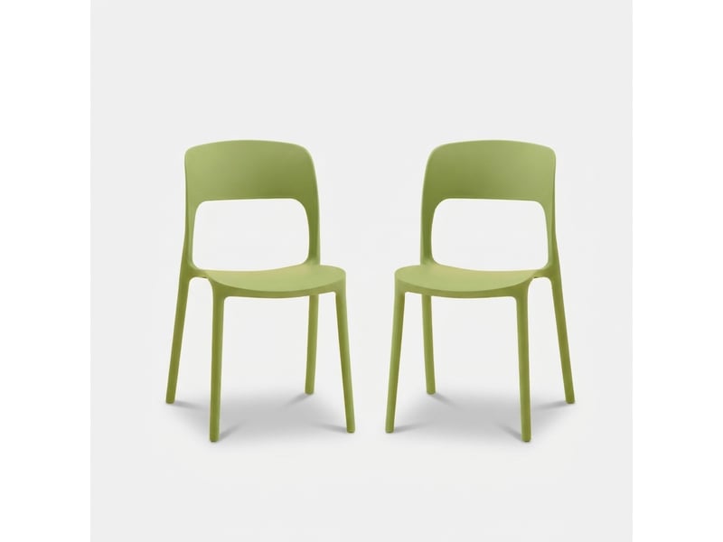  Lot de 2 chaises de salle à manger empilables numana - vert foncé  - Conforama A