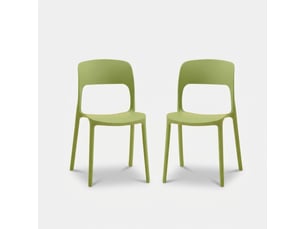 Lot de 2 chaises de salle à manger empilables numana - vert foncé