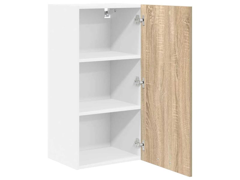  Meuble de rangement cuisine, armoire suspendue chêne sonoma et blanc 40x31x80cm  - Conforama E