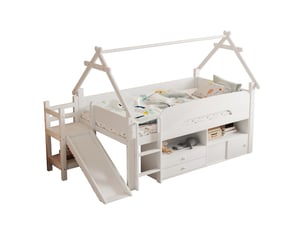 Lit mezzanine 90x200 cm REDOM coloris blanc
