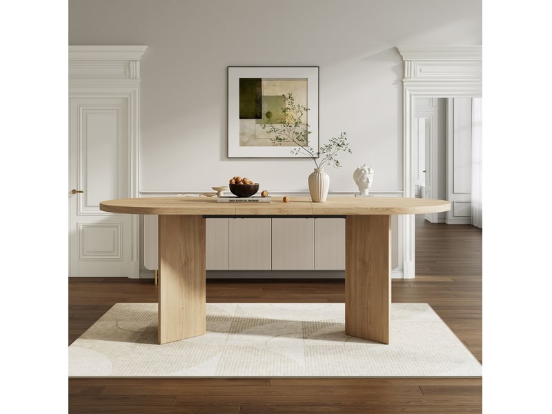  Table à manger 160 x 80 cm pour 6 à 8 personnes, plateau mdf 18 mm, chêne  - Conforama E