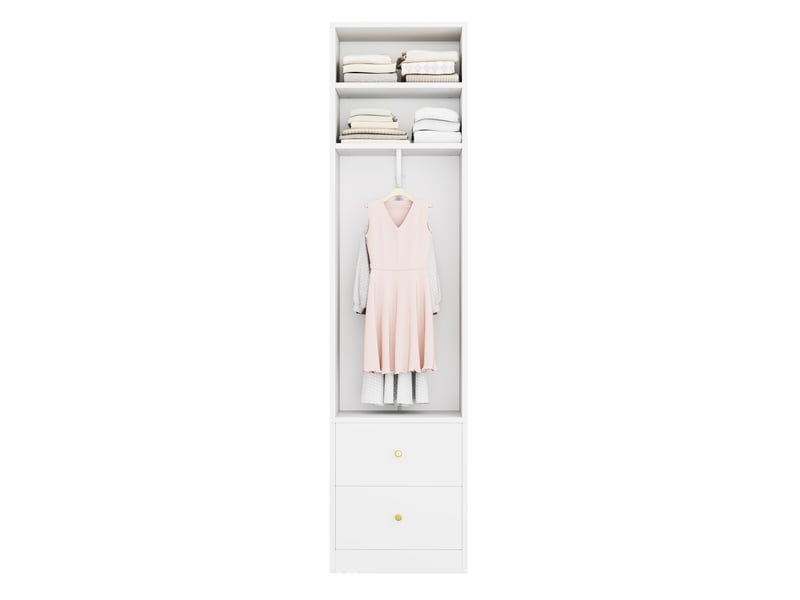 Armoire étroite 50 x 30 x 200 cm, 1 tringle à vêtements, 2 tiroirs, 1 compartiment de rangement, blanc Bliss Lite - Conforama A
