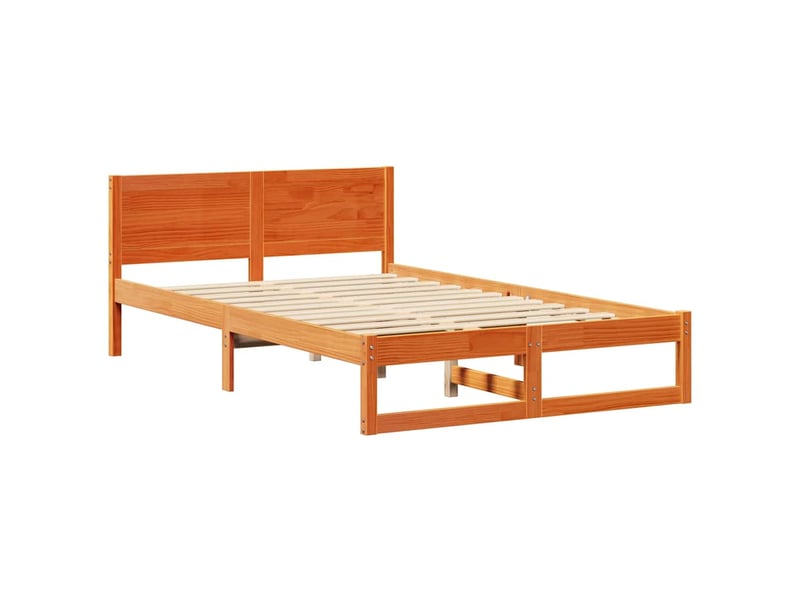 Lit double- lit adulte - cadre de lit avec tête de lit brun 135 x 190 cm pin massif - Conforama C