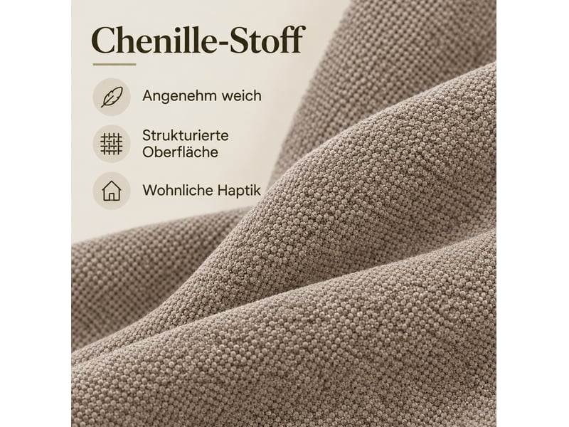  Lot de 2 chaises de salle à manger 60x49x80 cm taupe, tissu chenille et piètement en métal noir moderne  - Conforama E