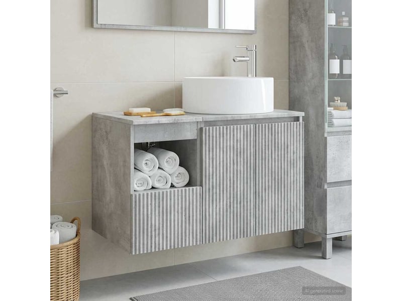 Ensemble de mobilier de salle de bain 2 pc gris béton cf64157 - Conforama B