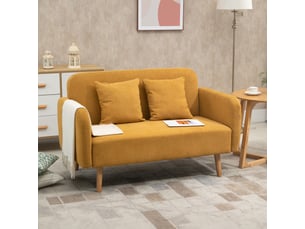 Canapé droit fixe 2 places Velours jaune
