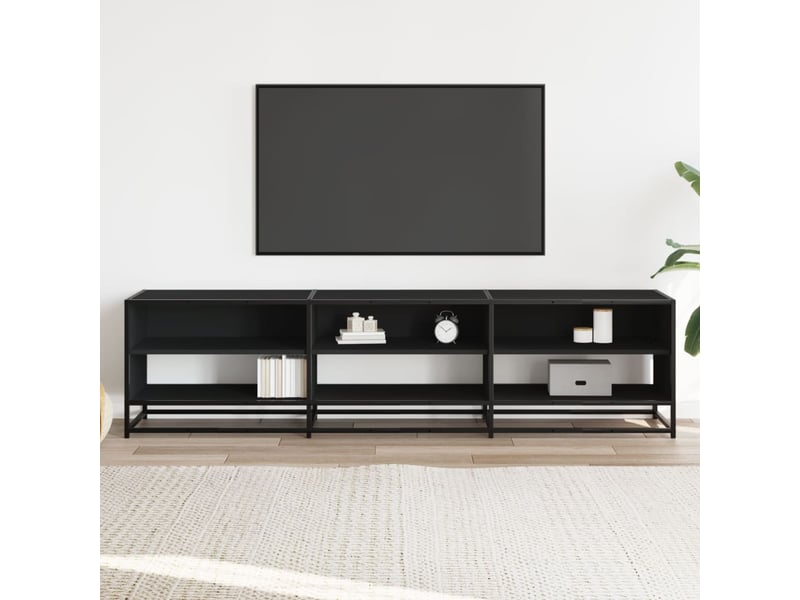  Meuble tv - banc tv - meuble de rangement noir 180x40x46 cm bois d'ingénierie  - Conforama C