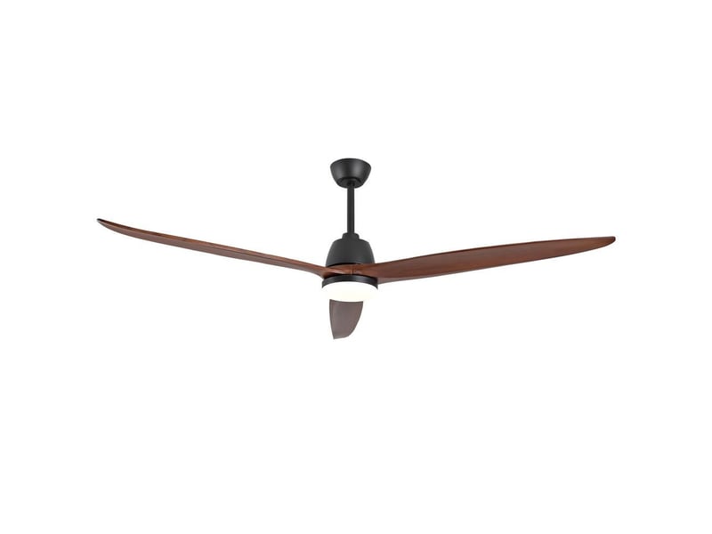  Ventilateur de plafond - avec éclairage led et moteur réversible - metal &amp; wood - noir - 183 x 183 x 45 cm - installation au plafond - salon et chambre EU72SHT-D1689BK-1LT - Conforama A