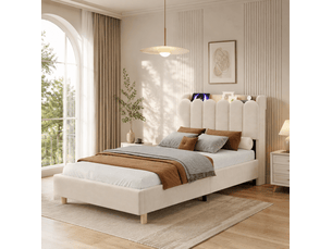 Lit simple 90x200 cm <strong>HAUSS SPOLE</strong>  <strong></strong> coloris beige