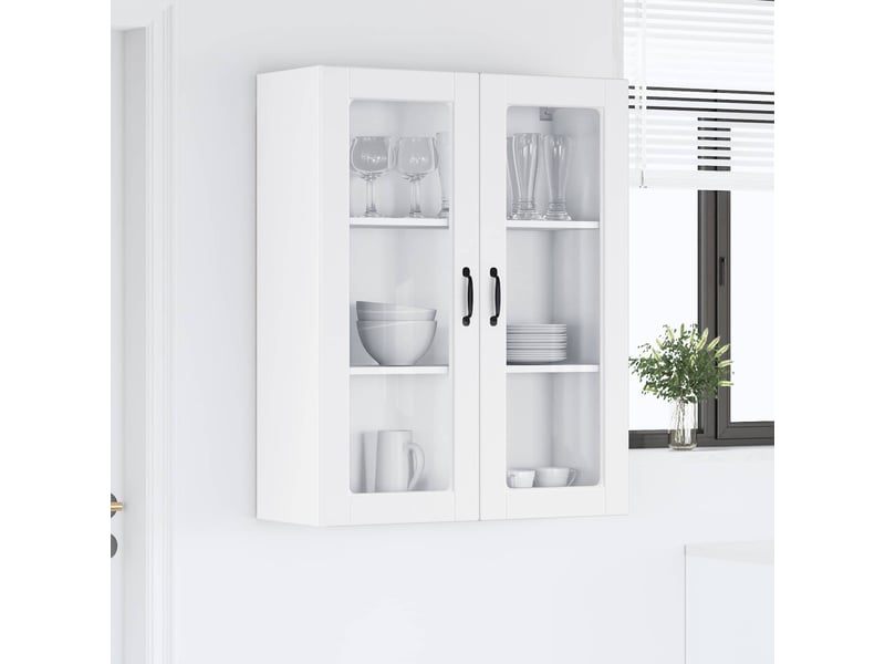  Meuble mural de cuisine, cabinet en verre mural blanc 80x31x100cm shl9404  - Conforama D