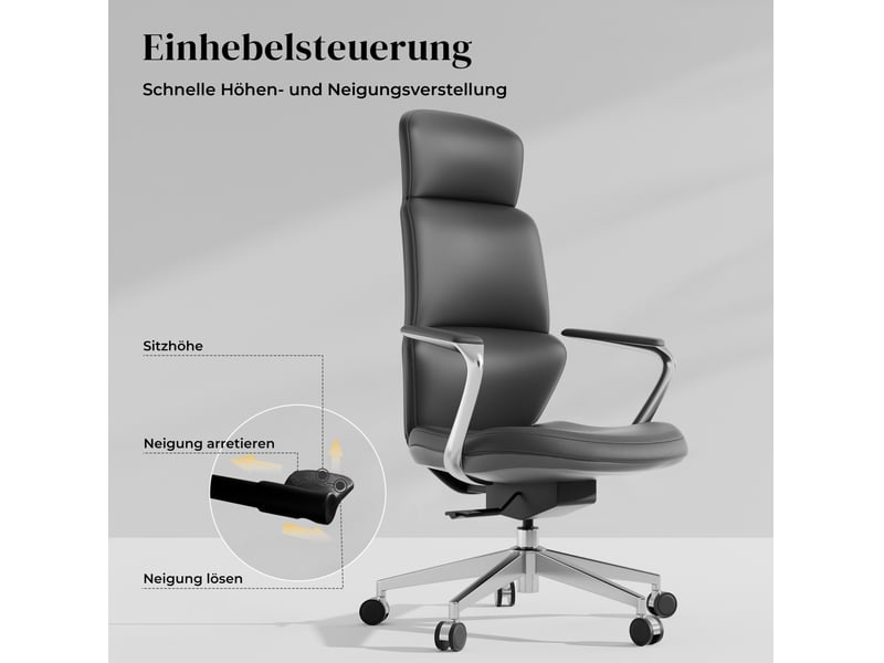  Chaise de bureau 66,5 x 64 x 119 cm noire, mécanisme inclinable jusqu'à 127 degrés et assise coulissante  - Conforama E
