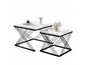 Table basse carré(e) coloris blanc <strong></strong> <strong></strong> - 60 cmx45 cm