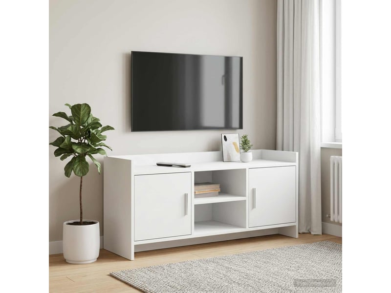  Meuble tv - banc tv - meuble de rangement 102 x 33 x 47 cm blanc bois d'ingénierie  - Conforama B