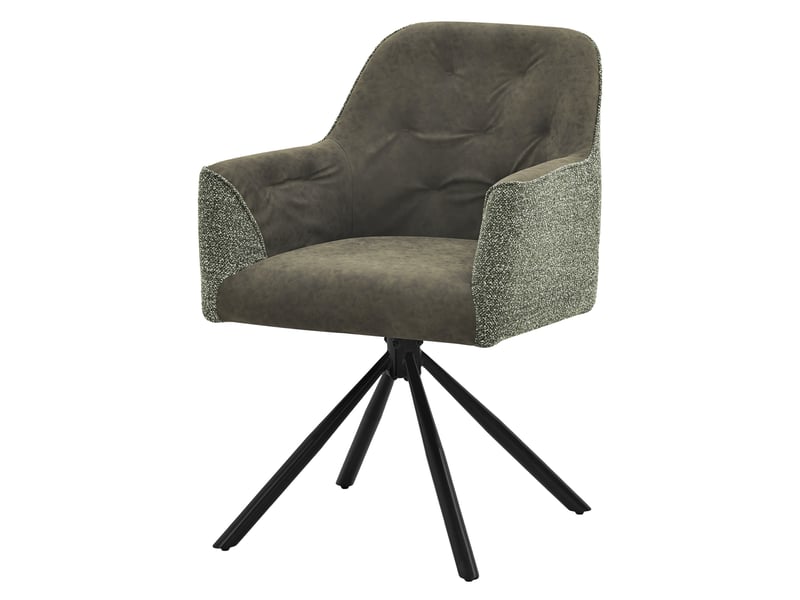  Ml-design chaise salle à manger pivotante 360° en tissu tissé et simili, avec accoudoirs et dossier, structure en acier, pieds réglables, rembourrage confortable, pour salon cuisine, 120 kg, vert ECD Germany GmbH - Conforama A
