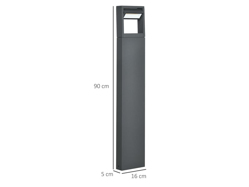  Borne lumineuse de jardin,meulva,16x5x90 cm,led intégrée ip65,aluminium,gris foncé  - Conforama C
