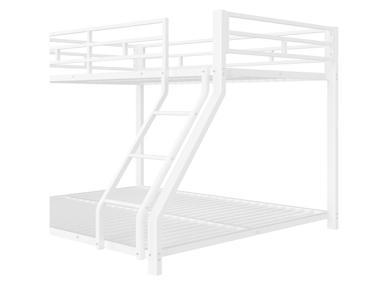  Lit superposé enfant 90 x 200 cm et 140 x 200 cm blanc en métal, avec échelle et barrières de sécurité  - Conforama E