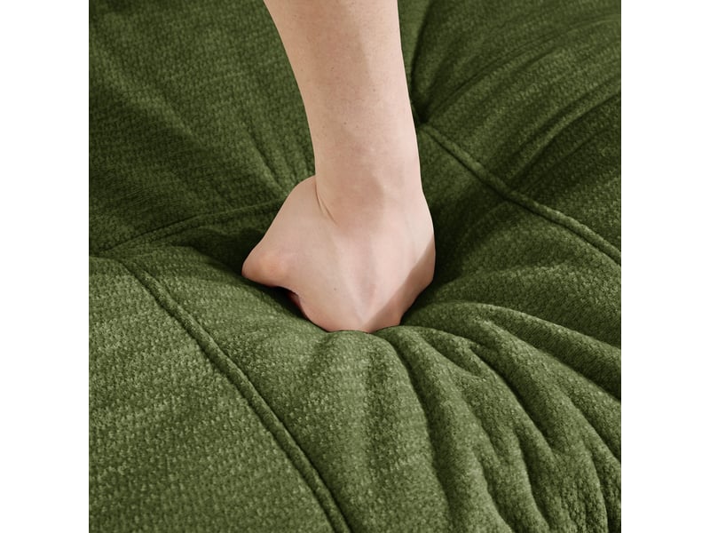 Pouf repose-pieds - 72 x 63 x 50 cm - ottoman en tissu chenille avec coussin moelleux - vert - Conforama D