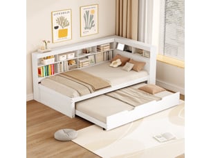 Lit banquette 90x190 cm <strong>SAPGAKS</strong>  <strong></strong> coloris blanc