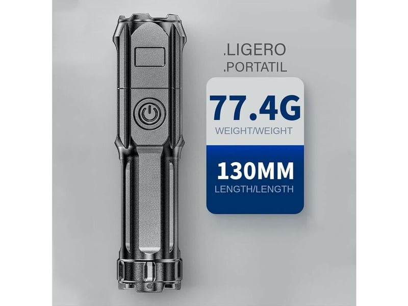  Lampe torche led sgt6 haute puissance de mise au point réglable, étanche, 4 modes rechargeable, lampe tactique avec zoom  - Conforama E