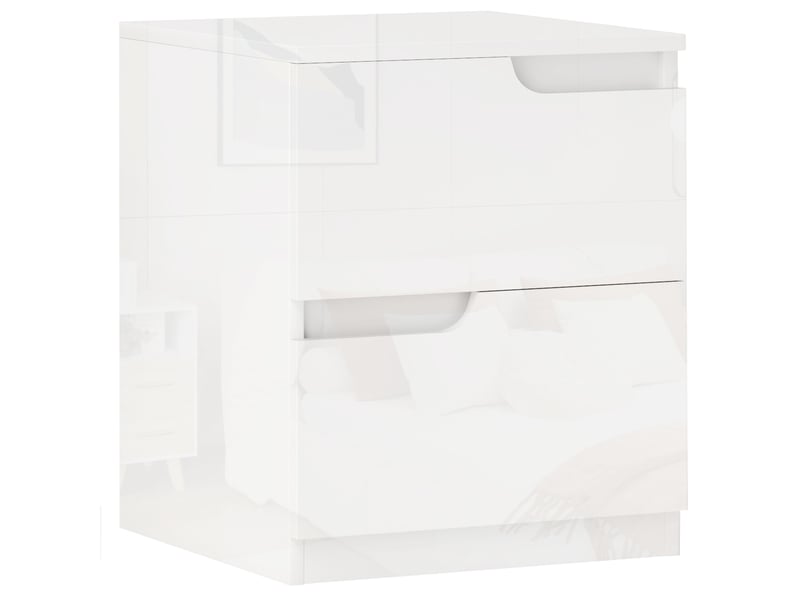  Table de chevet moderne en bois avec 2 tiroirs et finition brillante, 40 x 40 x 48 cm, blanche  - Conforama A