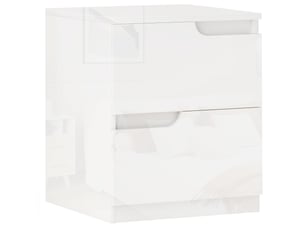 Table de chevet moderne en bois avec 2 tiroirs et finition brillante, 40 x 40 x 48 cm, blanche
