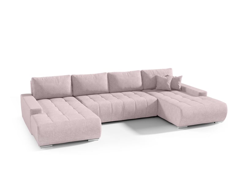 Canapé d'angle convertible velutti u velours aston rose, forme u avec coffre - Conforama A