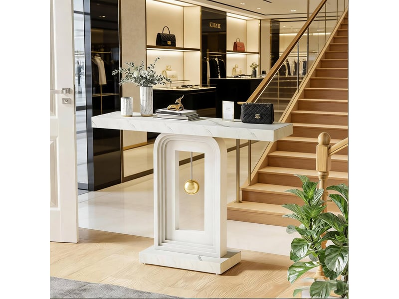  Table console étroite 100 x 30 x 82 cm blanche en mdf, pour entrée, salon et présentation de plantes  - Conforama D
