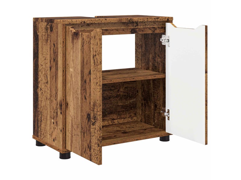  Armoire de lavabo de salle de bain bois ancien 60x30x60 cm  - Conforama E
