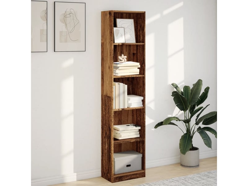  Bibliothèque, meuble de rangement salon vieux bois 40x24x176 cm bois d'ingénierie  - Conforama C