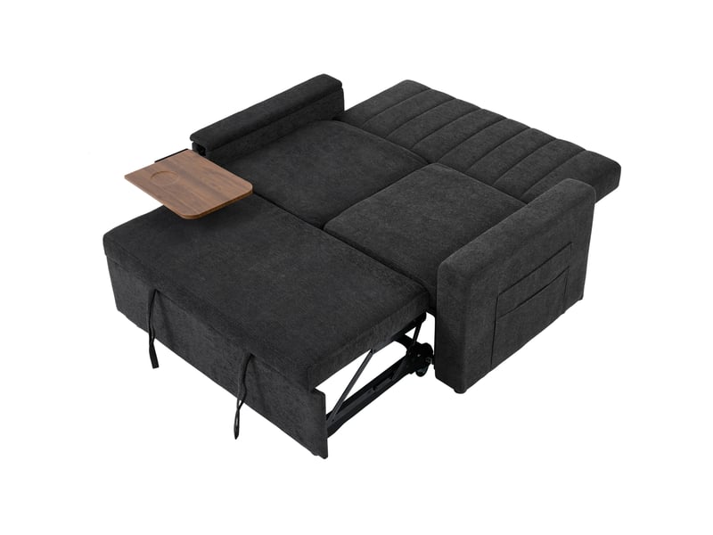  Canapé convertible 2 places 3-en-1 en chenille gris foncé, 140x84,5x84 cm  - Conforama D