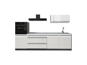 Vicco cuisine, blanc haute brillanceanthracite, 280cm plan de travail marbre